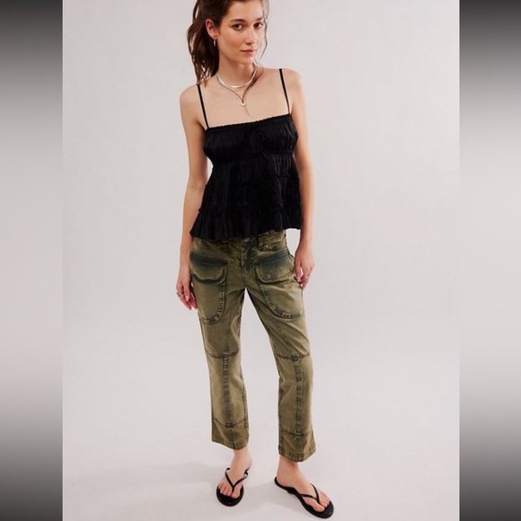 Free People Hot in the Moto Pants Army Green NWT size 4 - Picture 1 of 12
